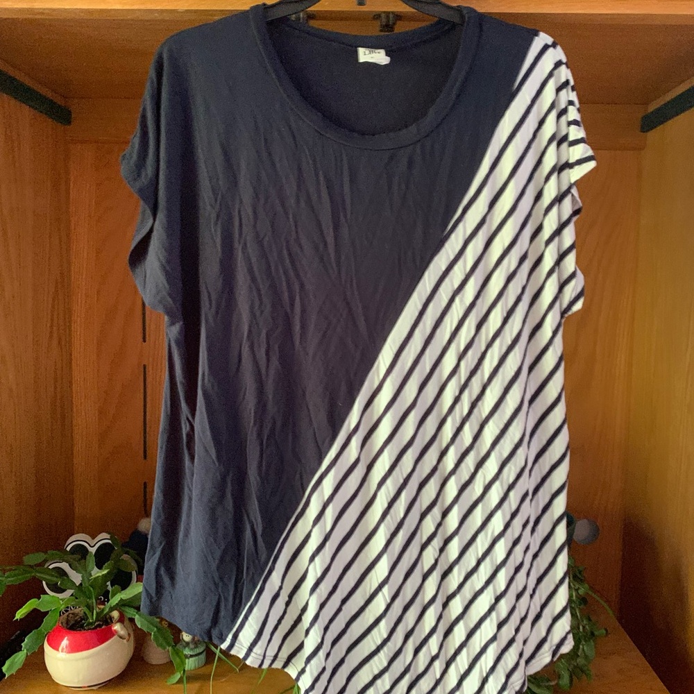 Sew In Love Diagonal Striped Black and White Tee